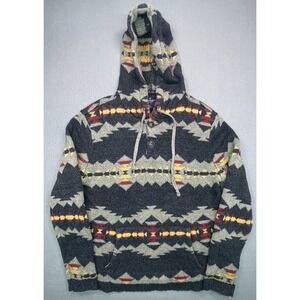 American Eagle Outfitters Men's Gray Soft Sweater Hoodie Southwest Aztec Print M